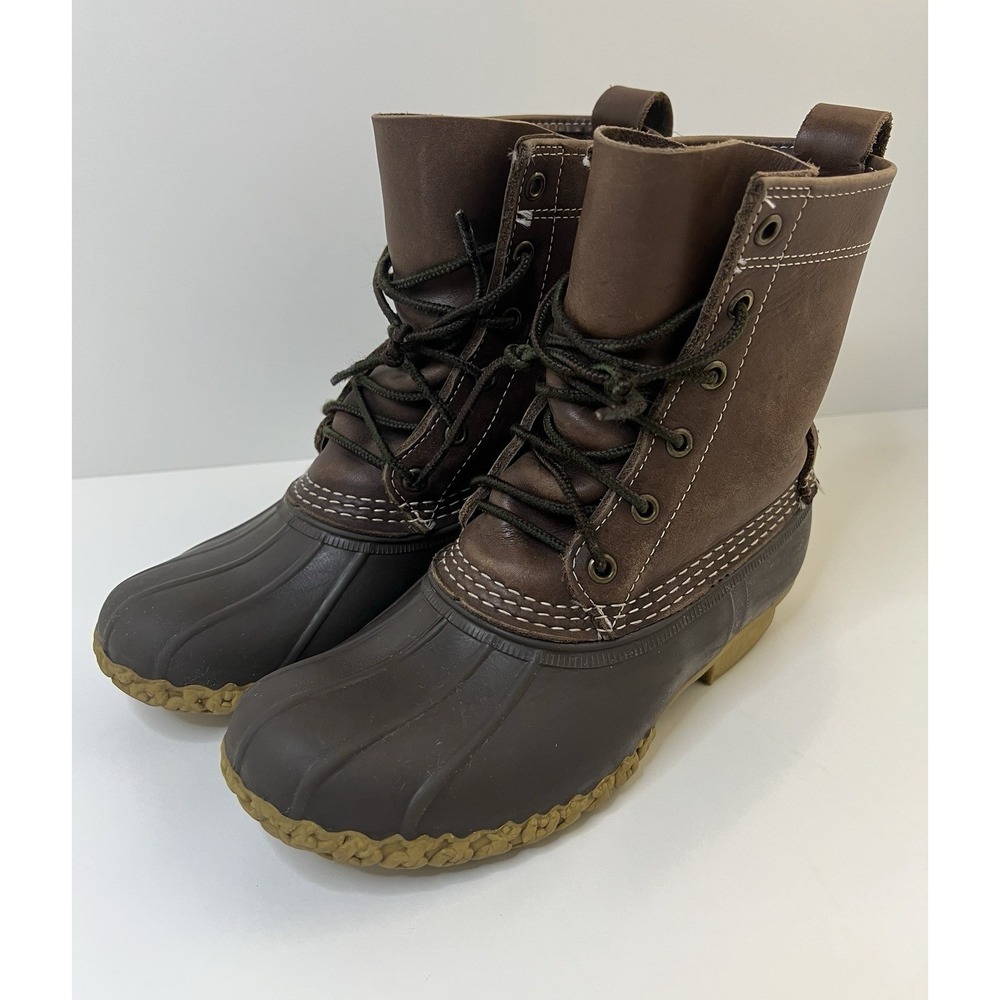 L.L. Bean 8" Bean Boots Women‎ Size 3 M Leather Brown Duck Boots